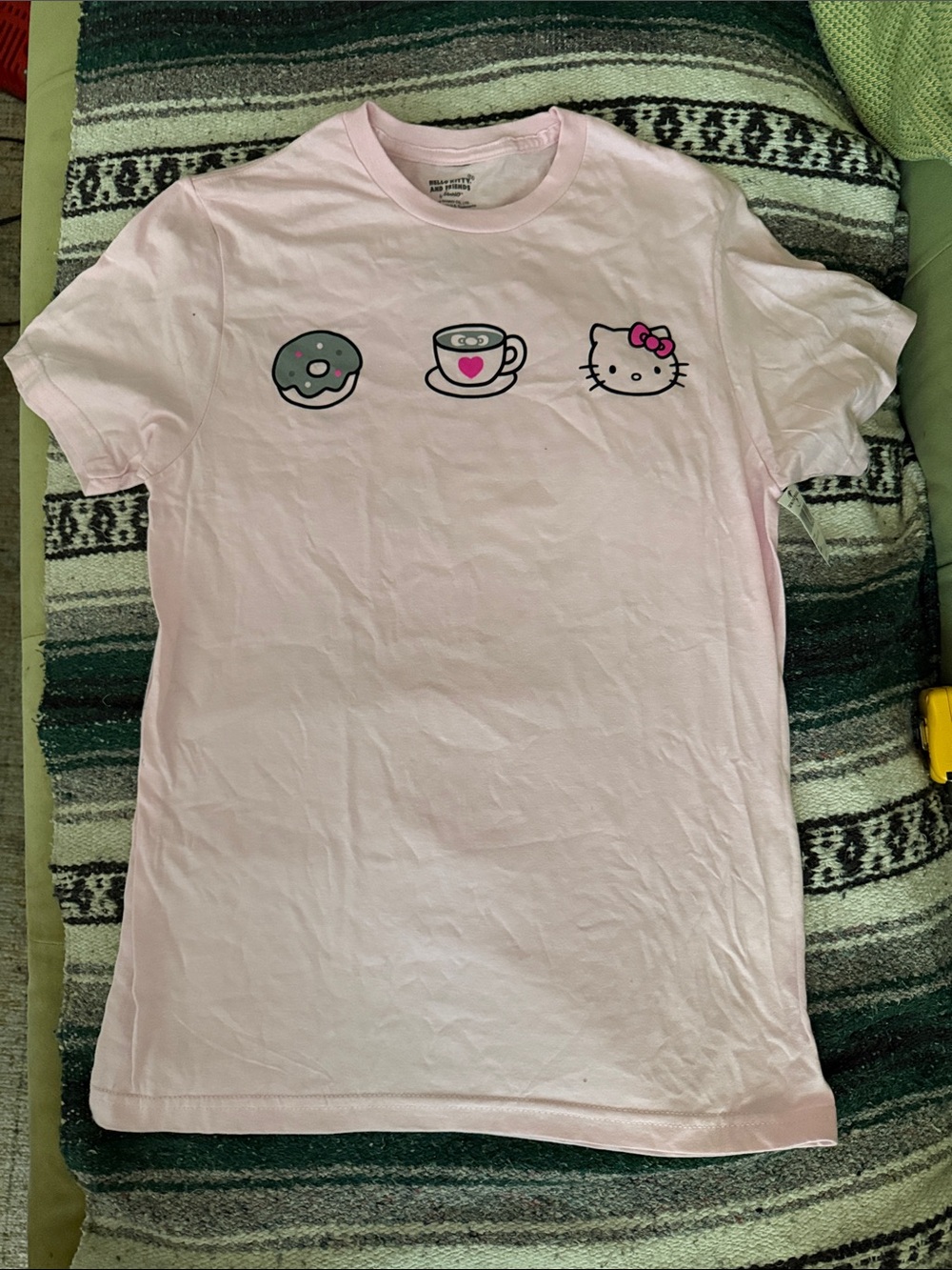 BNWT - Hello Kitty Light Pink Graphic Tee with Donut & Coffee Icons